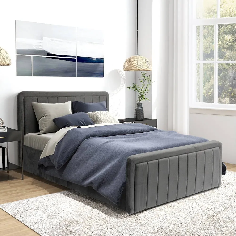 Comfy Living Ltd Brushed Velvet Ottoman Bedframe in Dark Grey 4