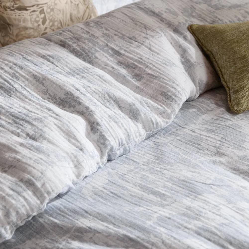 Voyage Maison Braeflower Reversible 100% Cotton Duvet Cover Set in Pale Blue 5