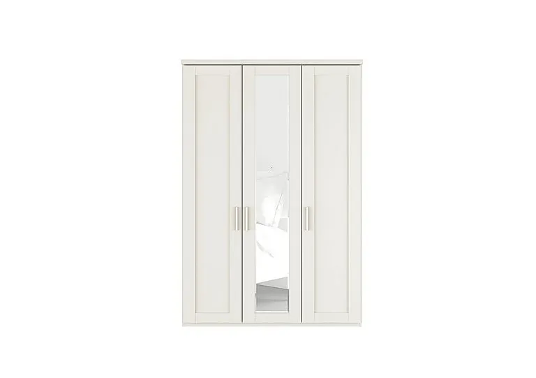Kempton 3 Door Hinged Wardrobe with Mirror - White