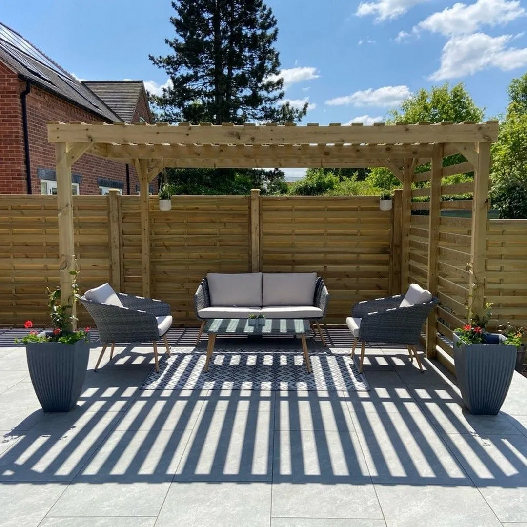 Rutland County Garden Furniture Ltd Shade Pergola - Wood - L300 x W480 x H270 cm - Rustic Brown in Light Green