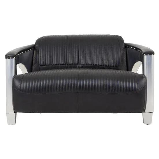 Sadalmelik Leather 2 Seater Sofa In Black
