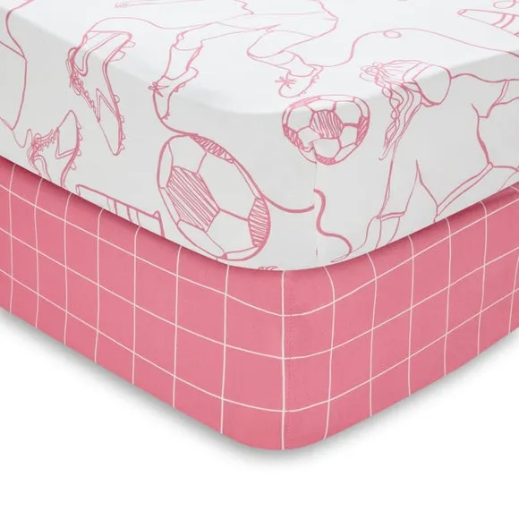 Set of 2 Football Doodles Fitted Sheets 3
