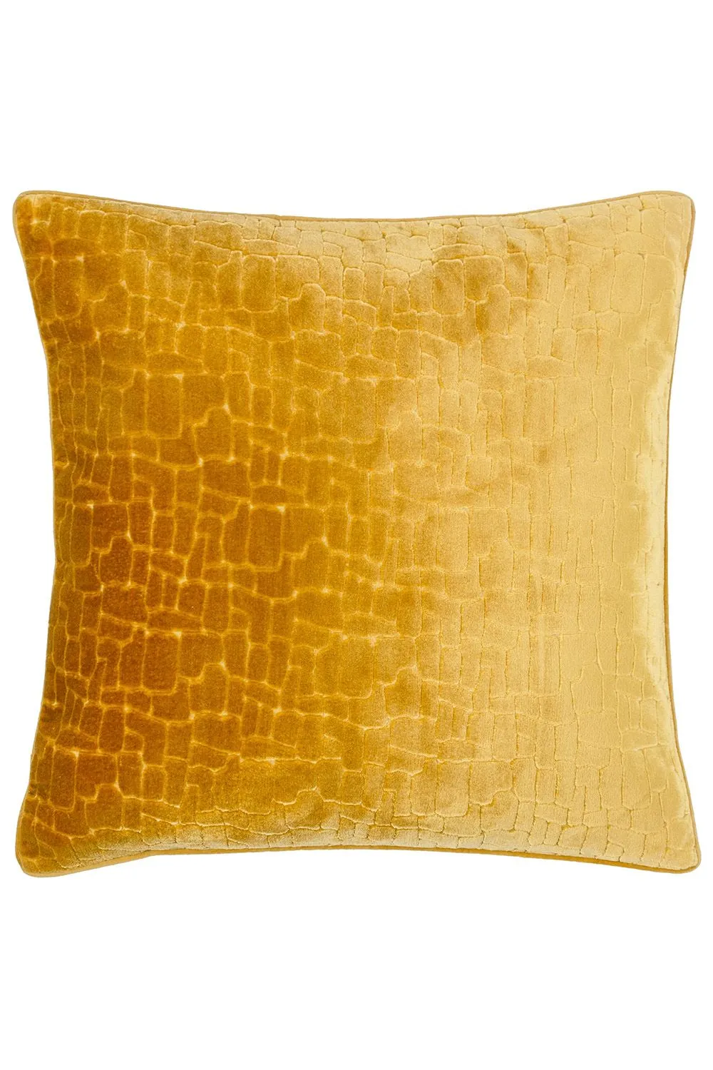 Paoletti Bloomsbury Soft Cut Velvet Piped Cushion in Mustard