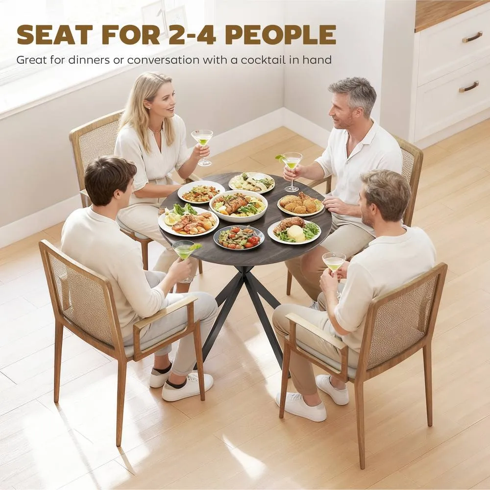 HOMCOM 80cm Round Dining Table, Industrial Kitchen Table with Steel Legs in Brown 4