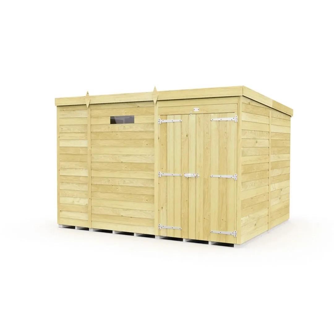Buttercup Farm 9 x 8 Feet Pent Security Shed - Double Door - L231 x W276 x H201 cm in Brown