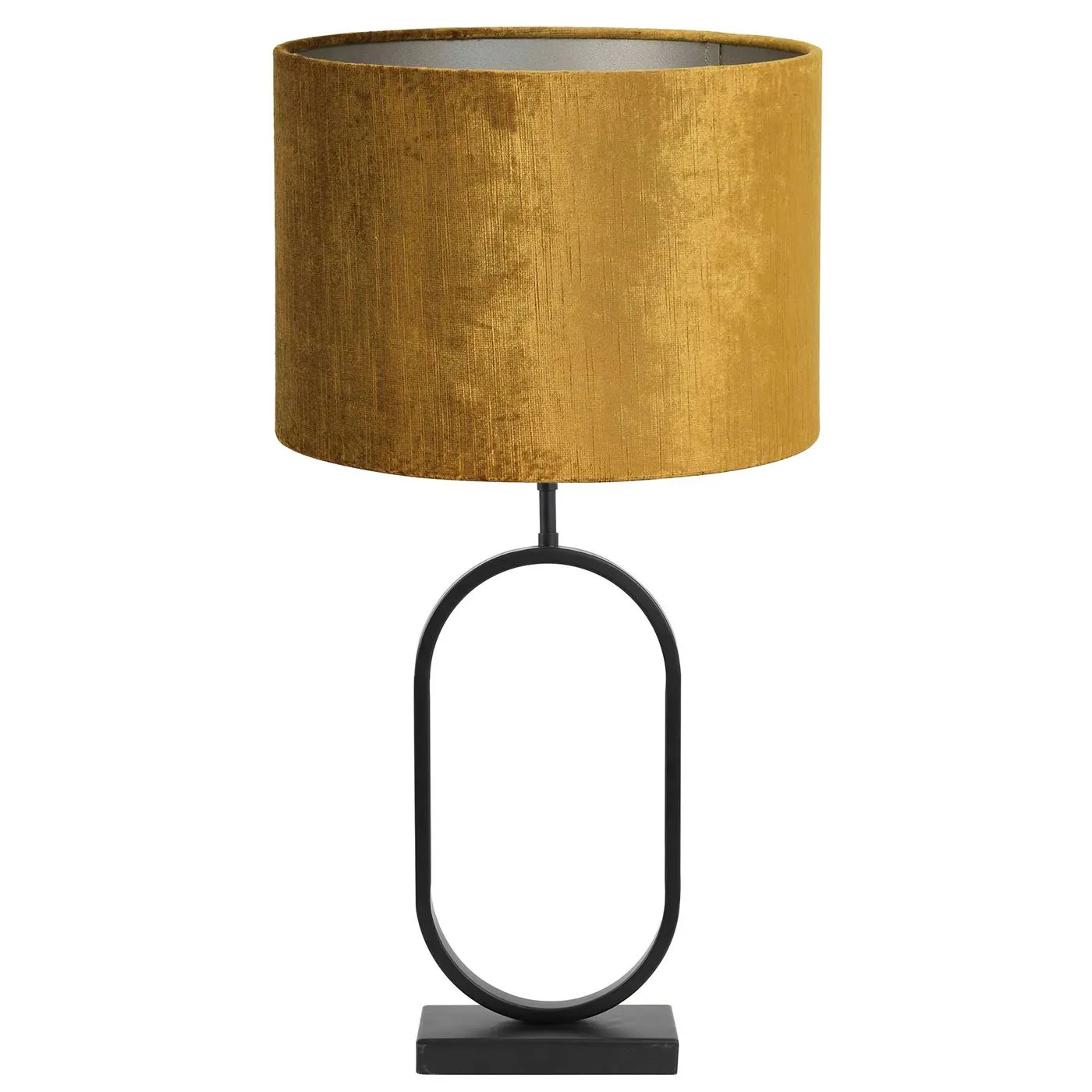 Black Oval Table Lamp, Gold Gemstone Shade