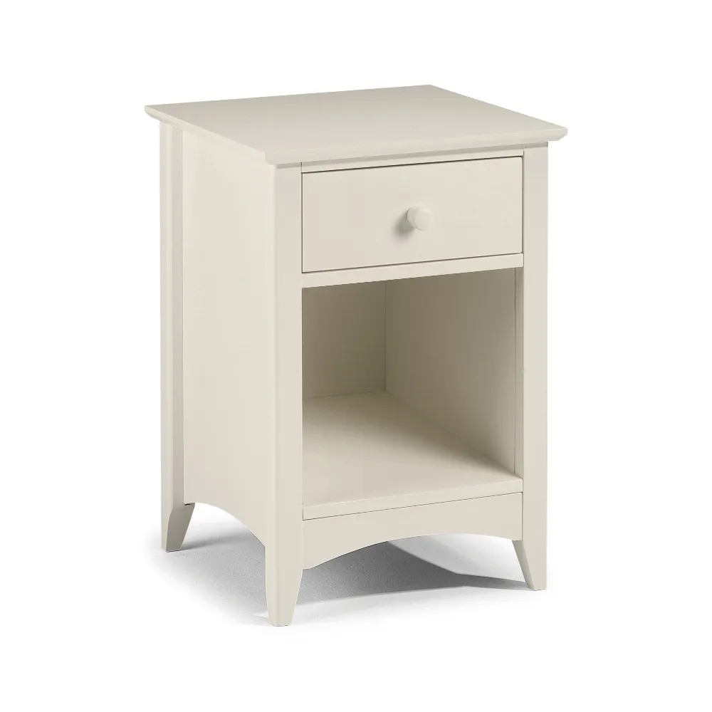 Cameo - 1 Drawer Bedside Table - Stone White - Wooden - Happy Beds 1