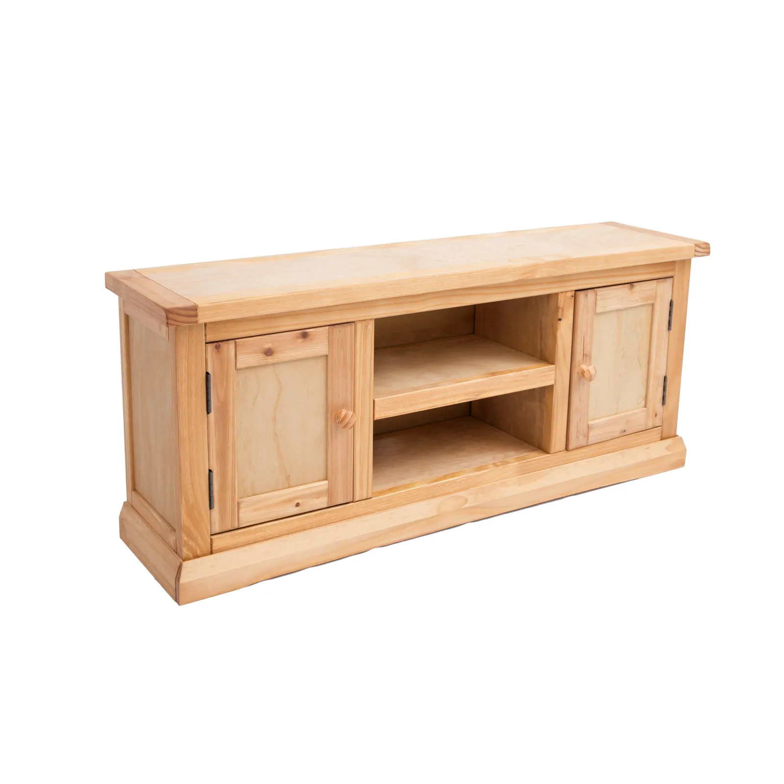 Cabinet Bits Lucca Waxed 2 Door TV Cabinet Wood Knob in Light Brown 3