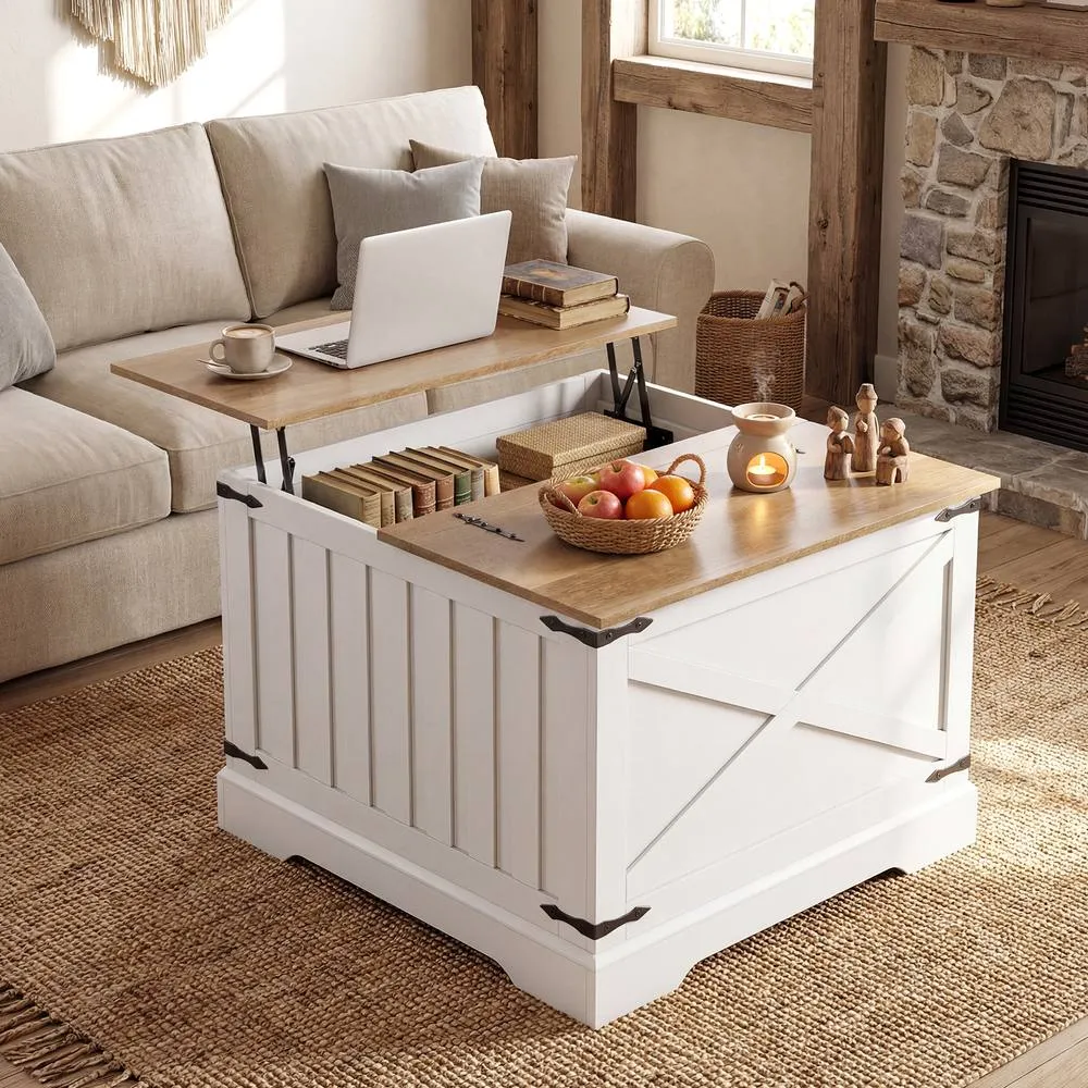 Costway Lift Top Coffee Table 80CM Center Table w/ Hidden Storage Compartment 2
