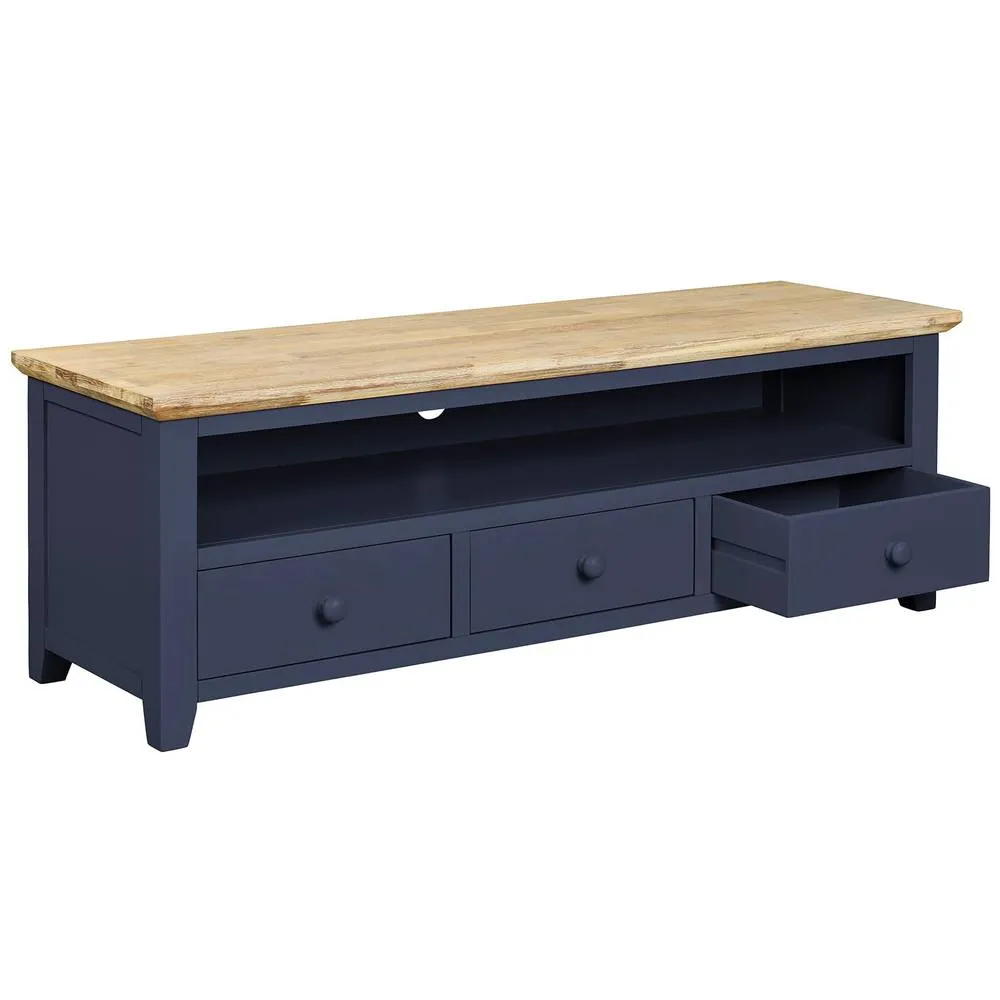 Statement Furniture Florence Large TV Stand with 3 Drawers & Shelf in Navy 5