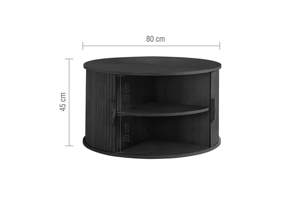 Birlea Axel Round Fluted Coffee Table with Storage Black 6