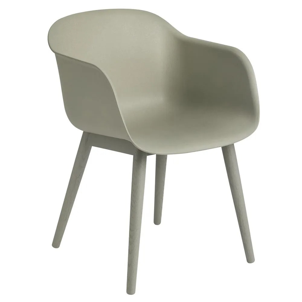 Muuto Fiber Armchair Wood Base Normal Shell Dusty Green 3