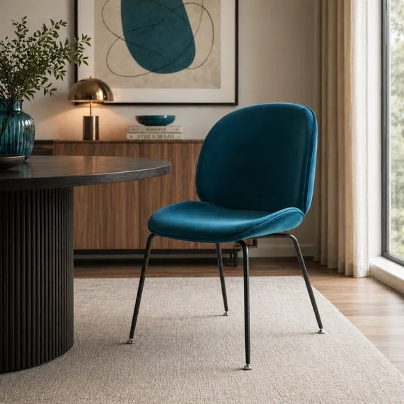 Fusion Living Luxurious Velvet Dining Chair with Black Metal Legs 1