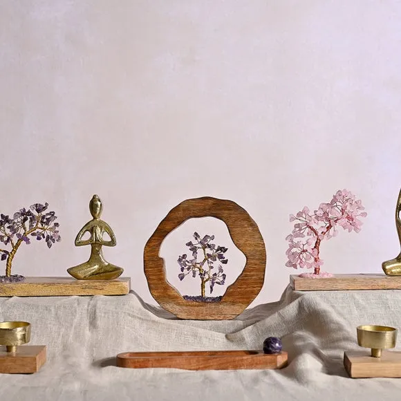Serenity Rose Quartz Gemstone Tree and Yoga Ornament 5