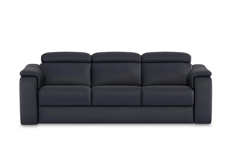 Canto 3 Seater 3 Cushion Leather Sofa - Torello Blu