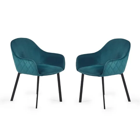 Lima Set Of 2 Dining Chairs, Velvet 2