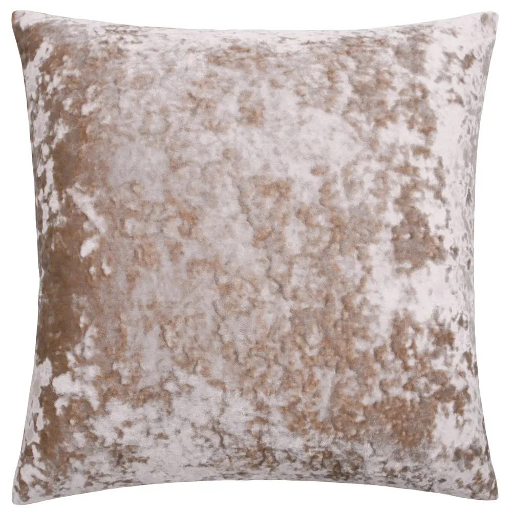 Paoletti Verona Crushed Velvet Sqaure Polyester Filled Cushion in Natural