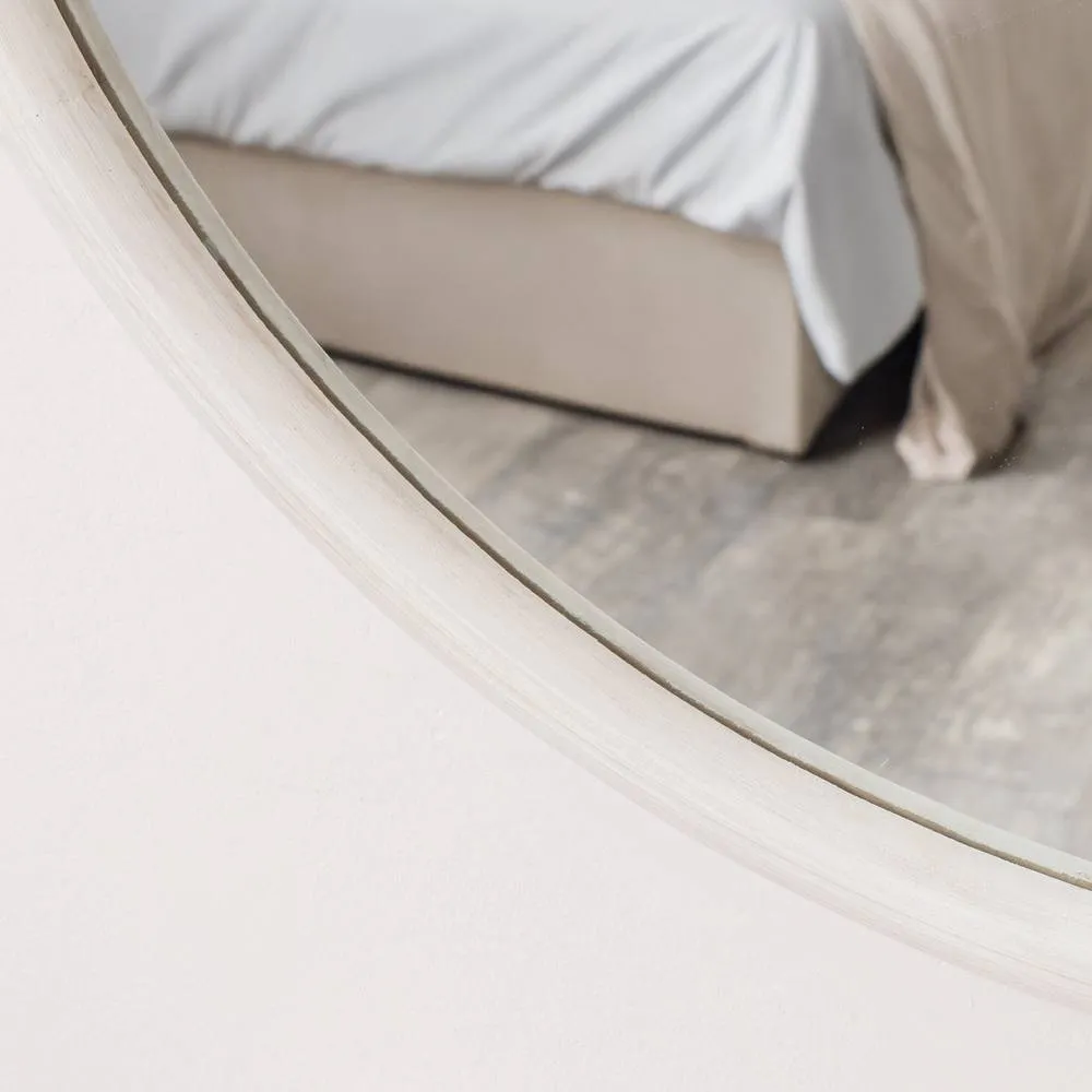 Melody Maison Large White Washed Wooden Round Wall Mirror - 80cm X 80cm 3