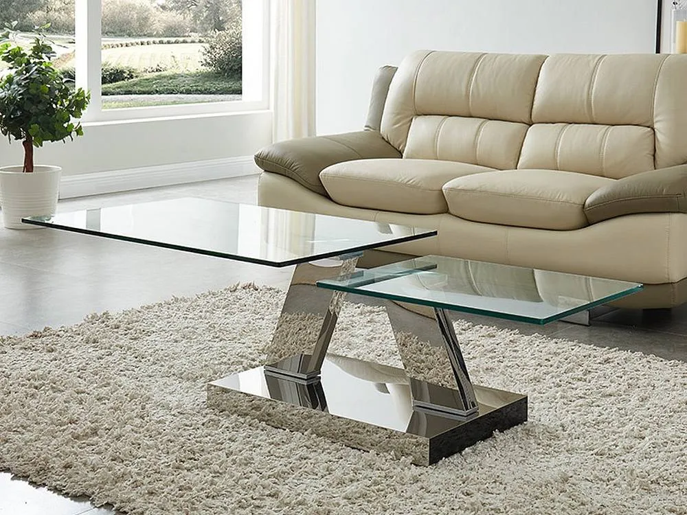 Vente-unique Coffee Table With Swivel Trays - Tempered Glass & Metal - OYRUS in Clear 4