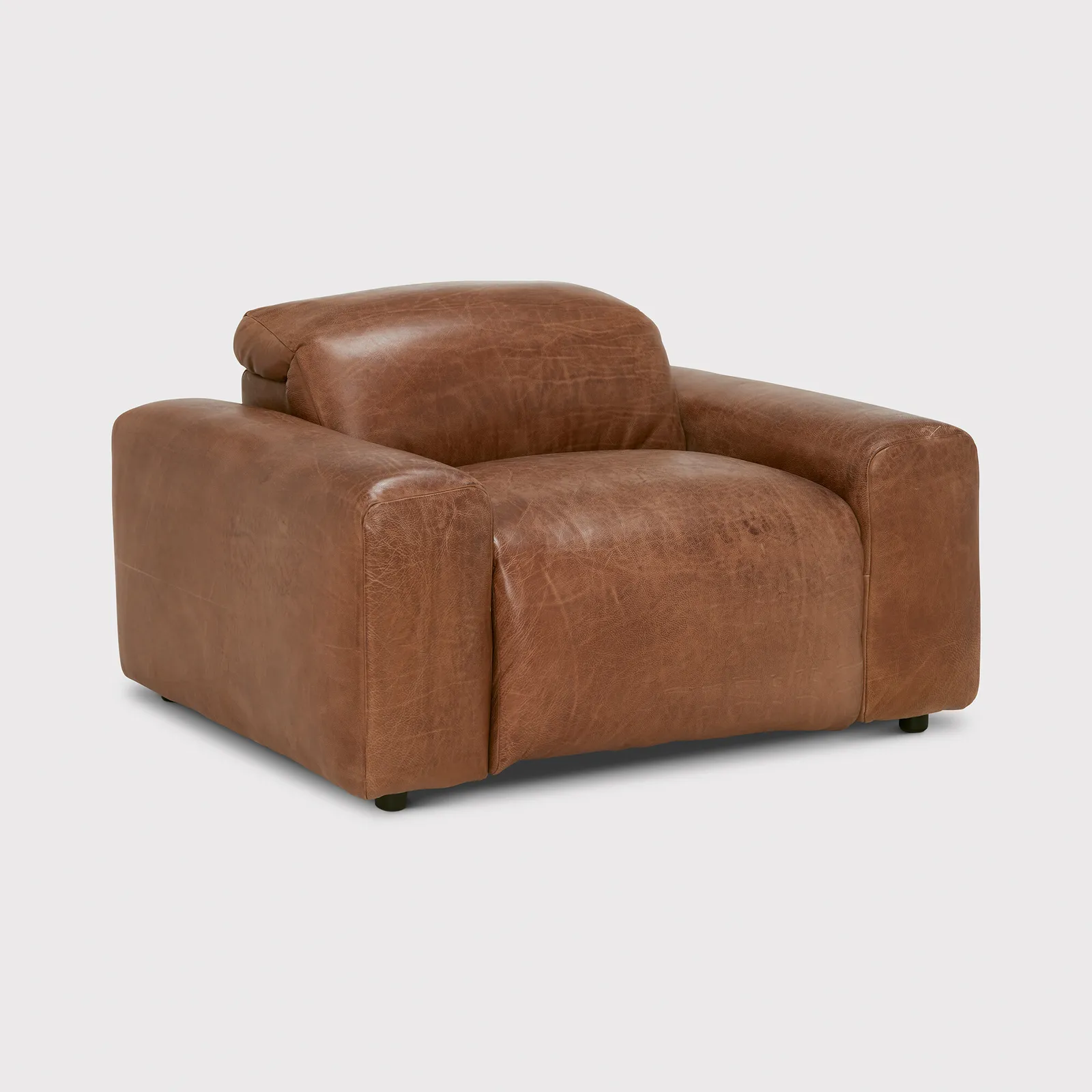 Timothy Oulton Pudgie Sofa 1 Seater, Brown Leather | Barker & Stonehouse
