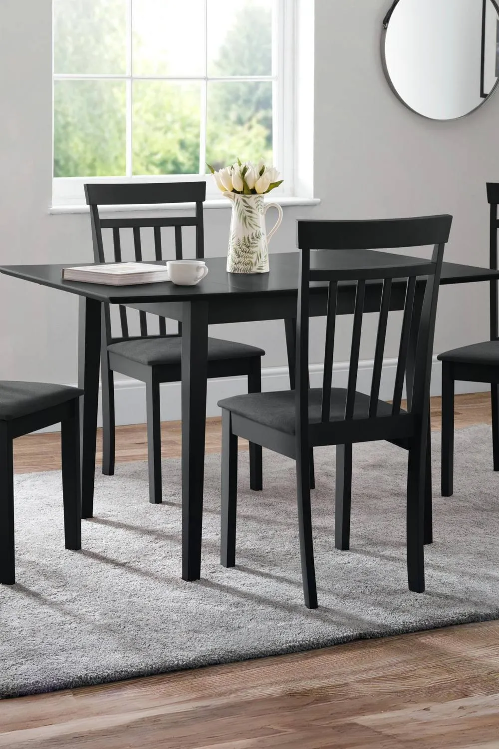 Julian Bowen Rufford Square to Rectangular Extending 4 Seater Dining Table in Black 1
