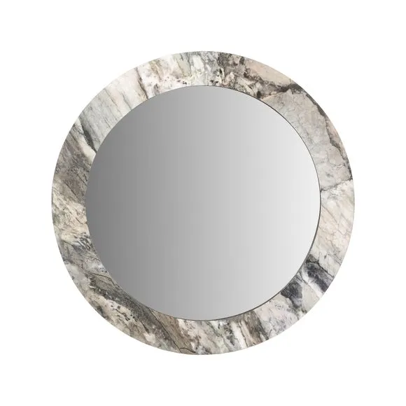 Jade Marble Effect Veneer Round Wall Mirror 4