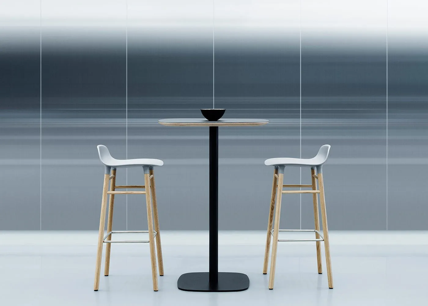 Normann Copenhagen Form Barstool White Shell Oak Legs 3