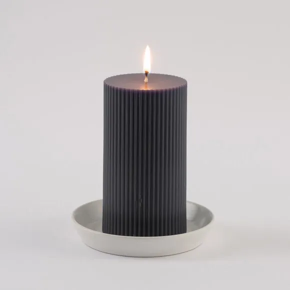Unscented Ribbed Pillar Candle 1