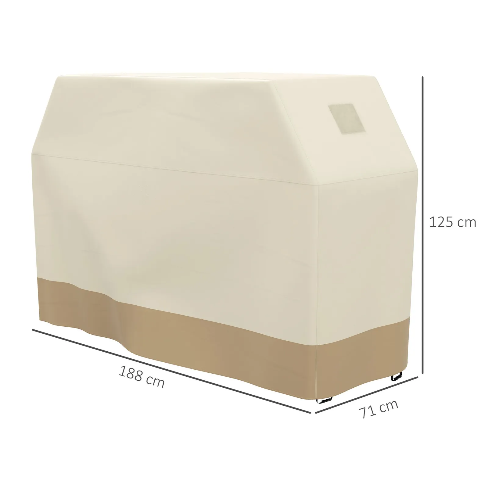 OUTSUNNY BBQ Cover for Rectangular Gas Grill, 300D Oxford Fabric Barbecue Covers with Windproof Buckles in Beige 3
