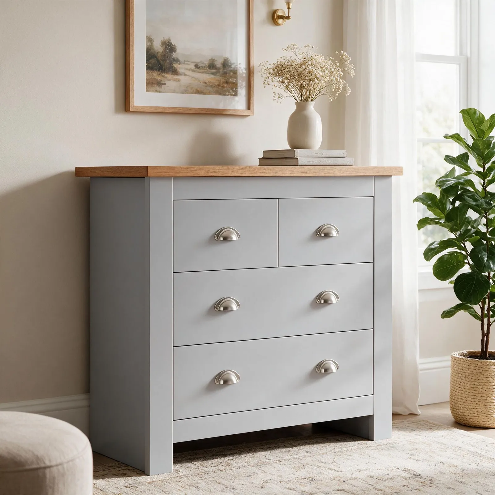Comfy Living Ltd Wooden Shaker Style 4 Drawer Chest in Grey 5