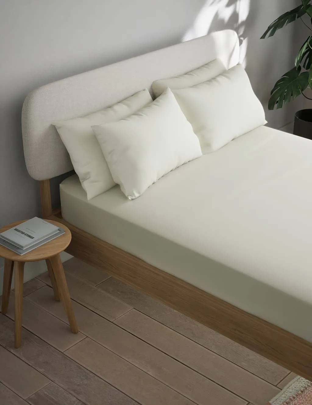 M&S Easy Care Cotton Blend Fitted Sheet Linen