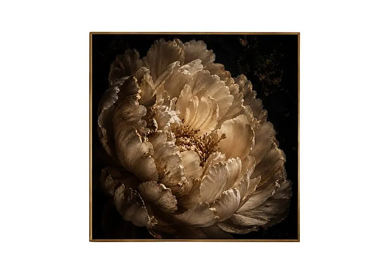 Champagne Peony Square Framed Velvet Canvas - Home Accessories - In Time for Christmas