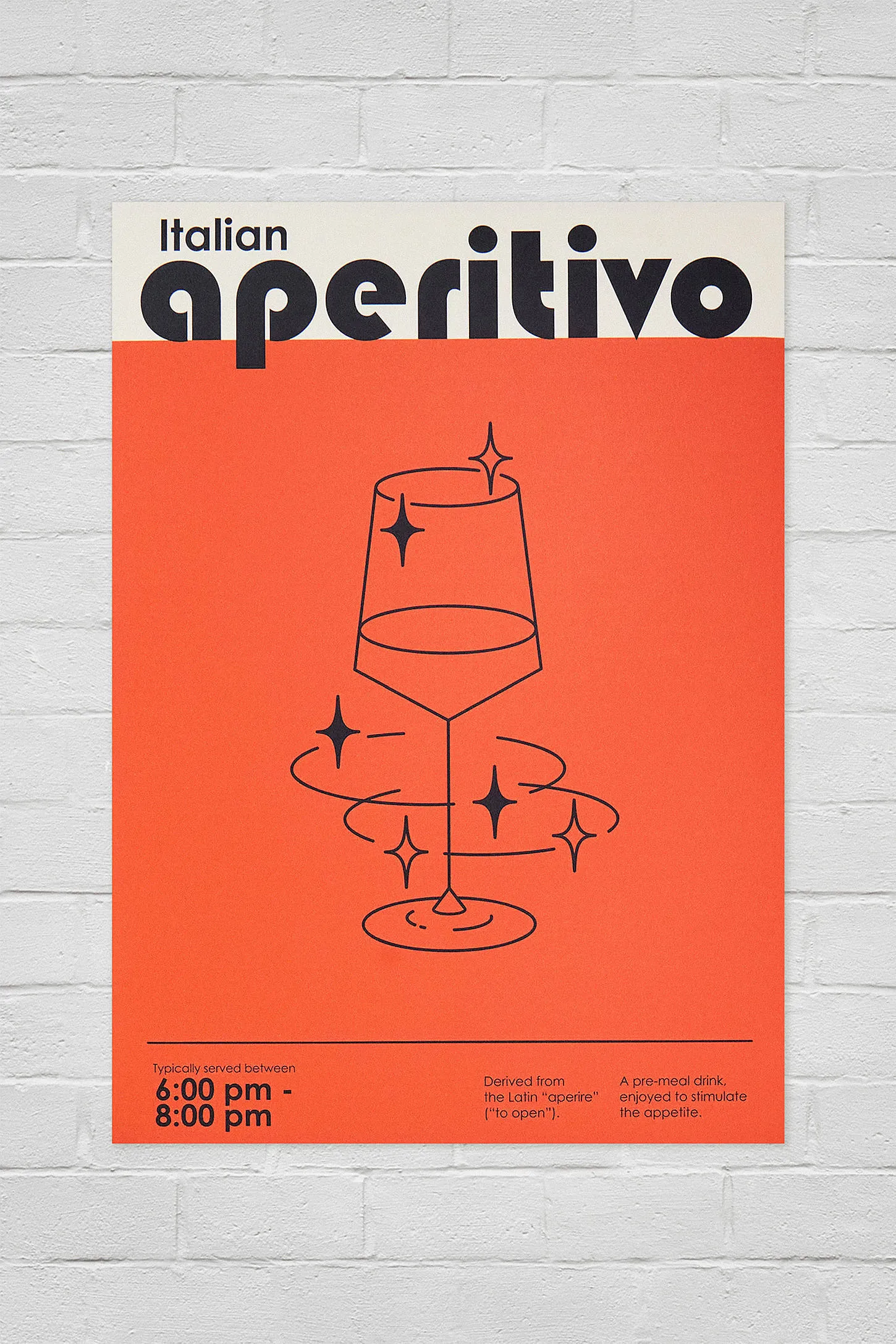The Wall Art Club Italian Aperitivo Wall Art Print (A1, A2, A3) - Orange A3