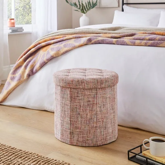 Multi Chenille Round Ottoman 1
