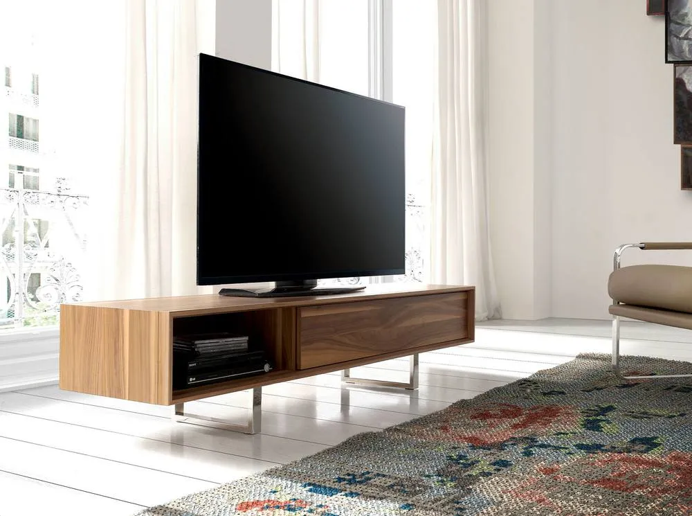 Angel Cerda Walnut TV Stand with Chromed Steel Legs 180x44x39 cm in Brown 6
