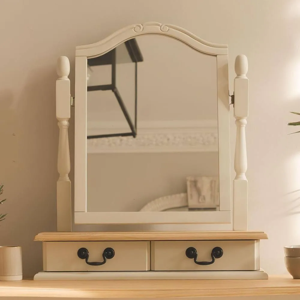 Statement Furniture Juliette Dressing Table Set (Stool, Table, Trinket Mirror) in Ivory 3