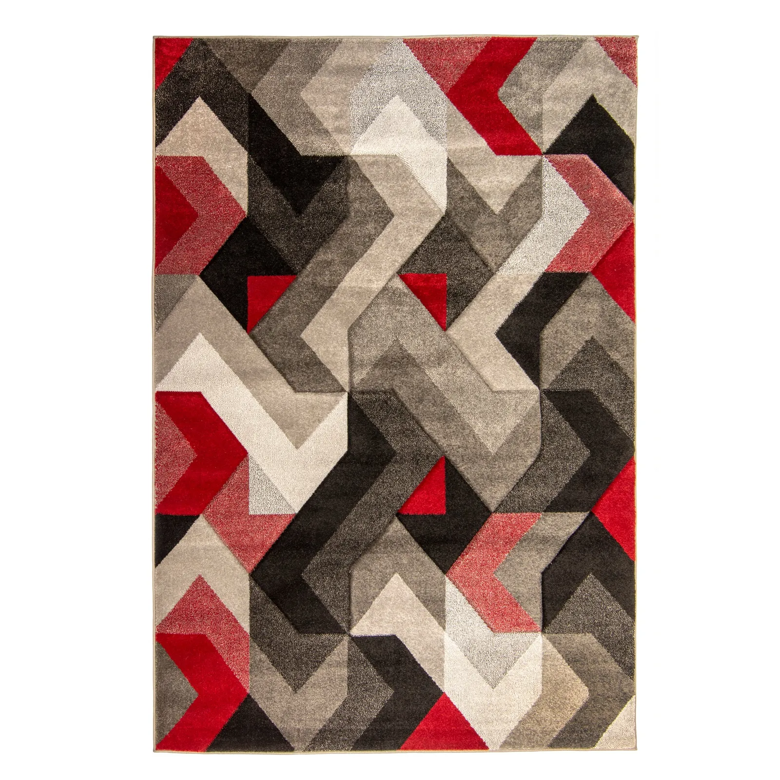 Hand Carved Aurora Geometric Rug Red