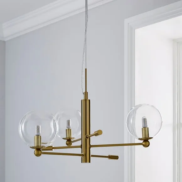 Nour 3 Light Antique Brass Semi Flush Ceiling Light 2