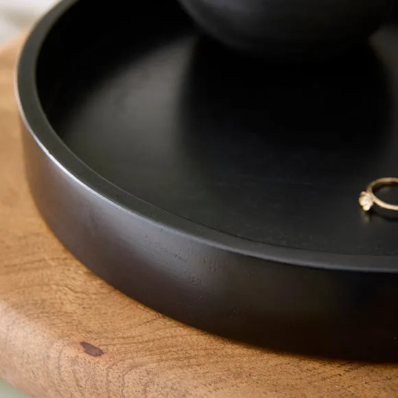 Black Mango Wood Round Tray 2