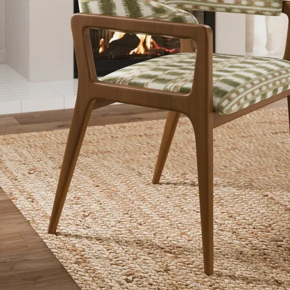 Hugh Carver Dark Stained Dining Chair, Striped Fabric 5