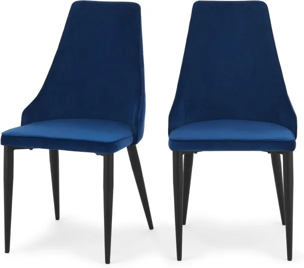 Set of 2 Julietta Dining Chairs, Electric Blue Velvet