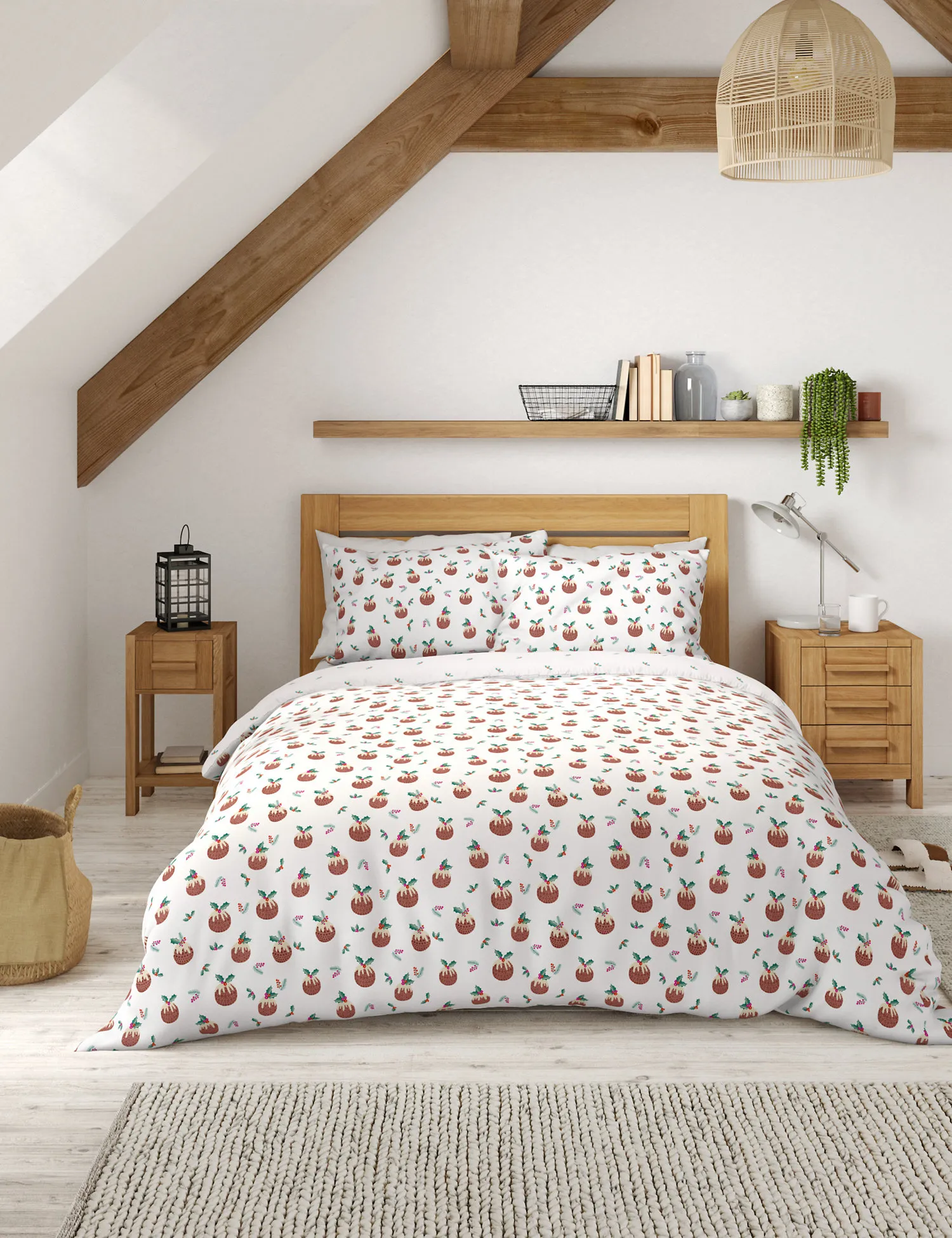 M&S Cotton Blend Christmas Pudding Bedding Set