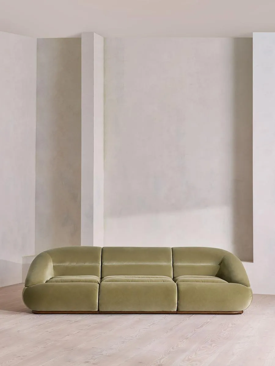 Edison Modular Sofa, Four Seater, Velvet, Lichen