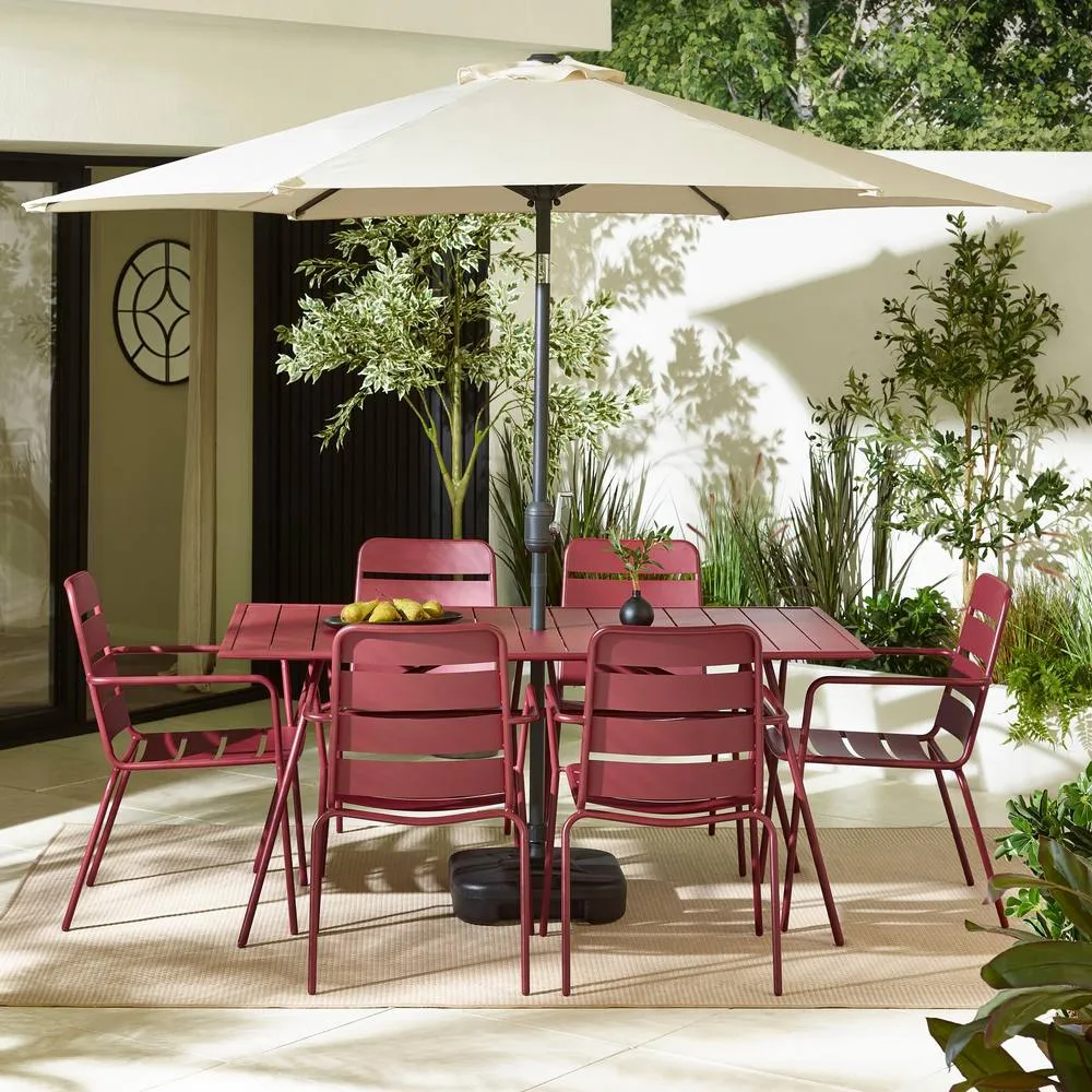 FurnitureboxUK Furniturebox UK Leros Metal 6 Seat Garden Dining Set in Red 4