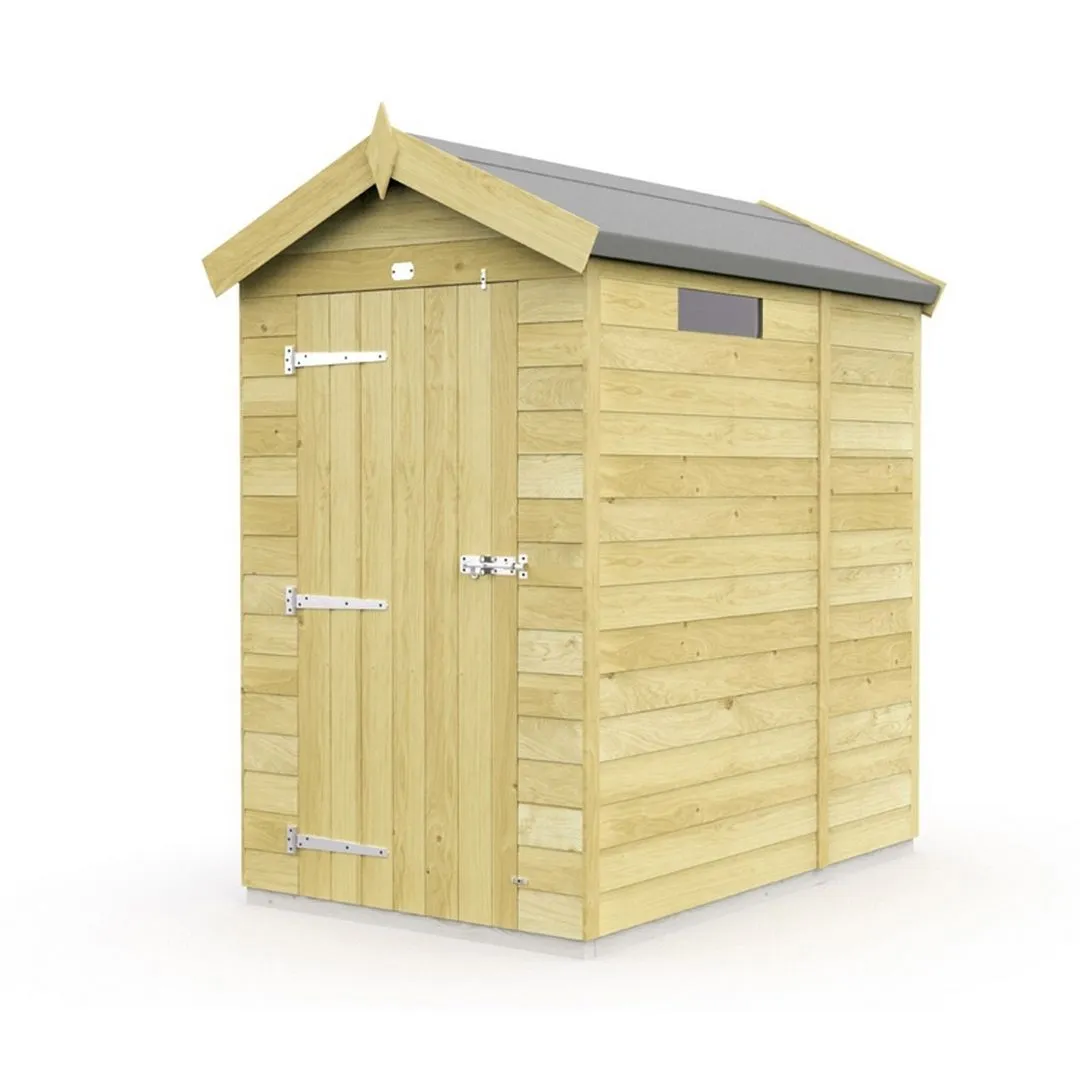 Buttercup Farm 4 x 5 Feet Apex Security Shed - Single Door - L158 x W118 x H217 cm in Brown