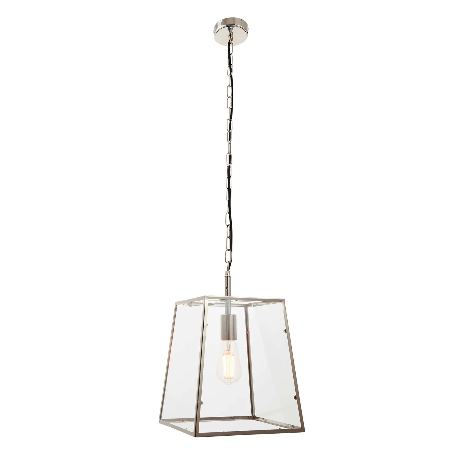 Nickel Lantern Pendant Light, Silver Glass | Barker & Stonehouse
