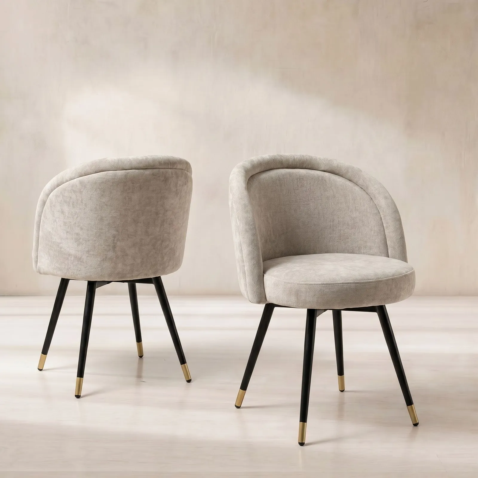 Eichholtz Chloe Set Of 2 Dining Chairs, Neutral Fabric | Barker & Stonehouse