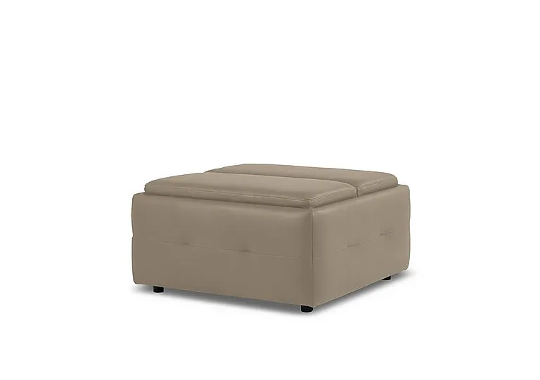 Monarch Leather Tray Storage Footstool - Montana Barley