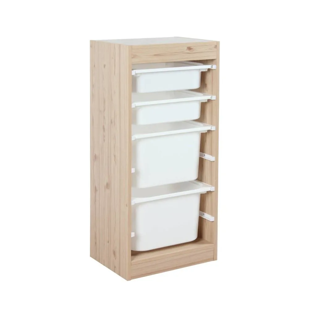 sweeek Children's storage unit with 4 storage bins in Beige 2