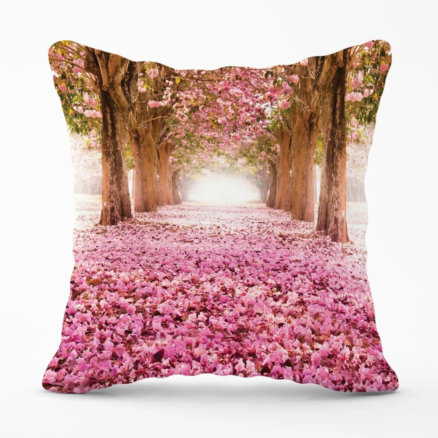 Warren Reed - Designer Pink Flower Tree Tunnel Outdoor Cushion